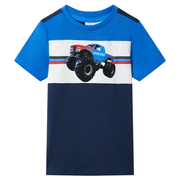 T-shirt för barn blå och marinblå 92