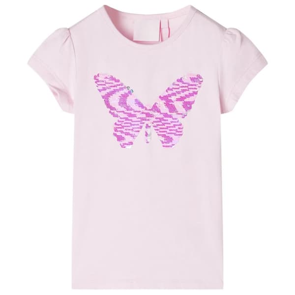 T-shirt med formade ärmar för barn mjuk rosa 104