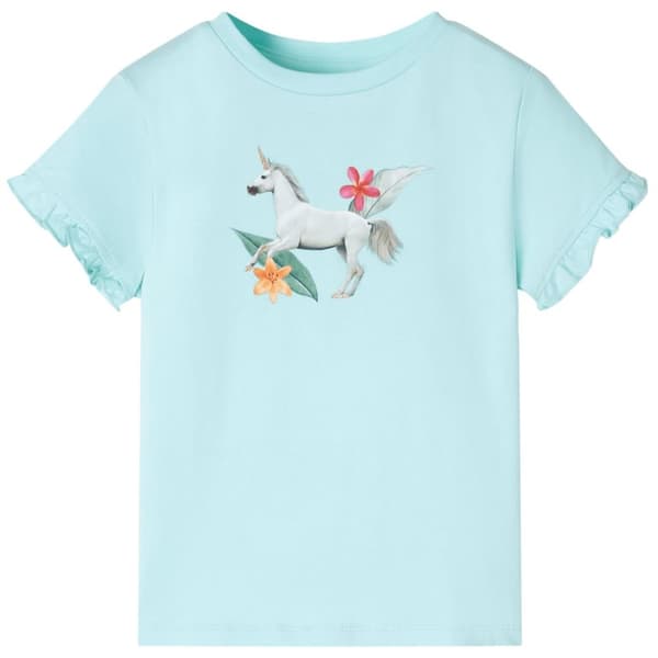 T-shirt med korta ärmar för barn ljus aqua 104