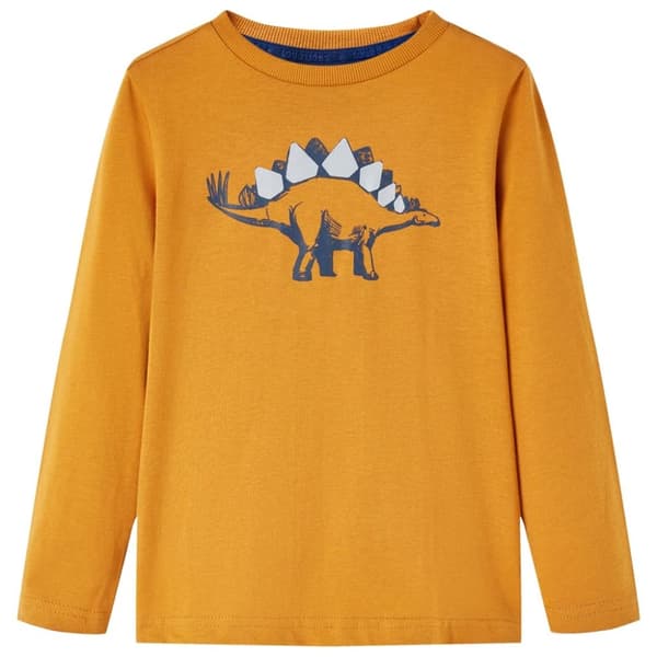T-shirt med långa ärmar för barn mörk ockra 104