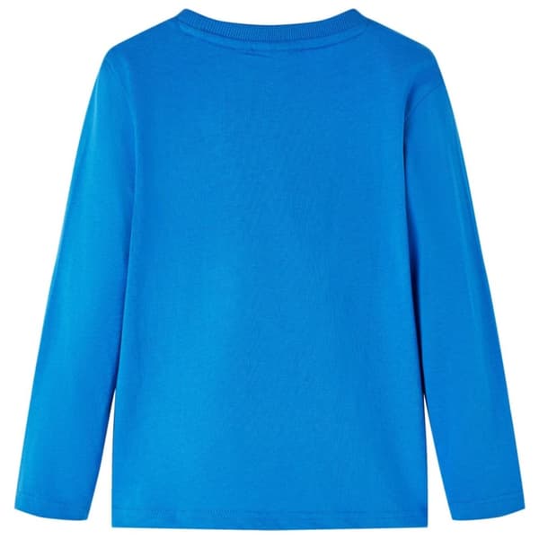 T-shirt med långa ärmar för barn koboltblå 128