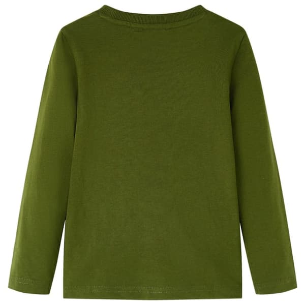 T-shirt med långa ärmar för barn mörk khaki 92