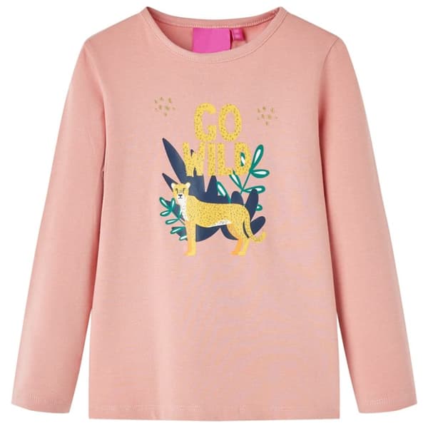 T-shirt med långa ärmar för barn ljus rosa 116