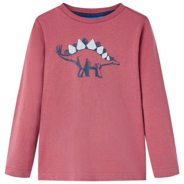 T-shirt med långa ärmar för barn mörkröd 140