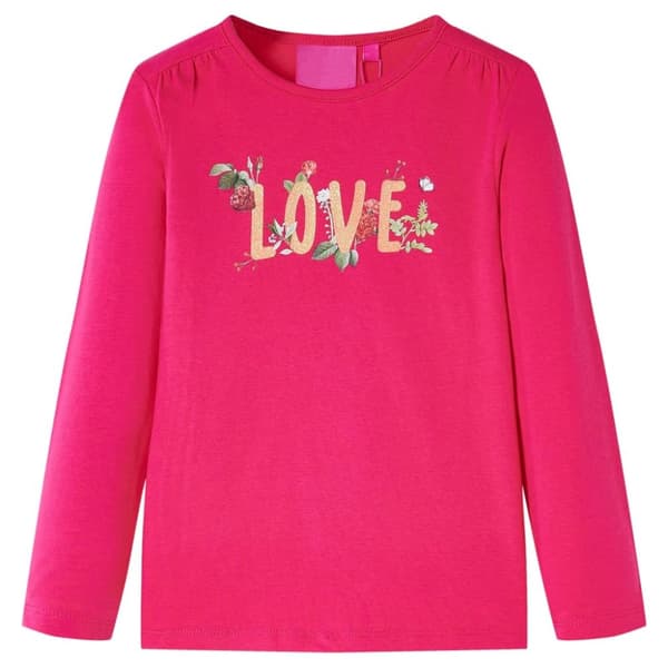T-shirt med långa ärmar för barn stark rosa 92