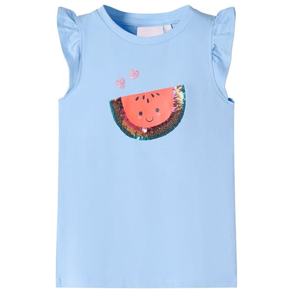 T-shirt med volangärmar för barn ljusblå 104