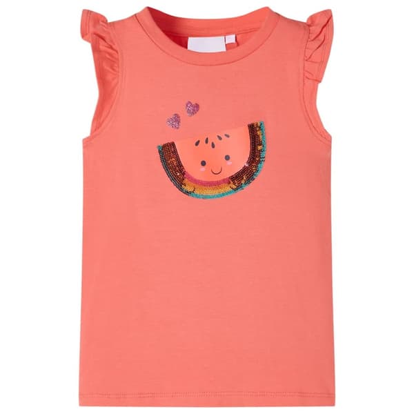 T-shirt med volangärmar för barn korall 140