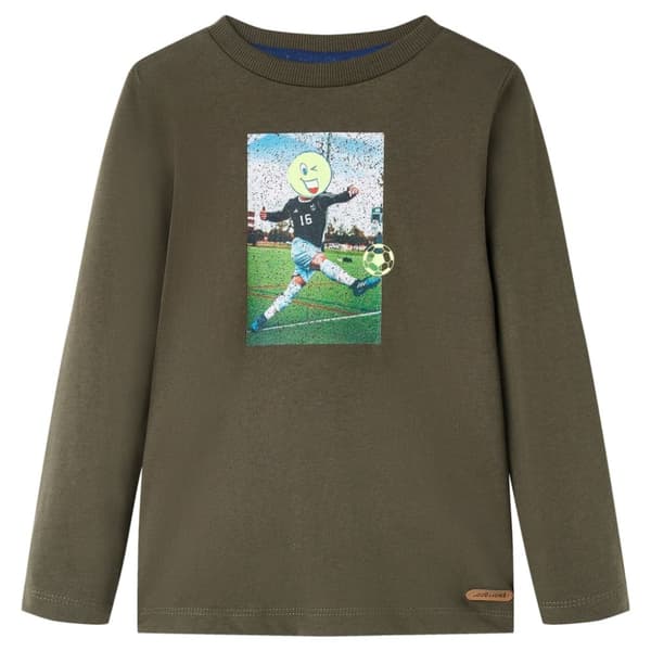 T-shirt med långa ärmar för barn khaki 92