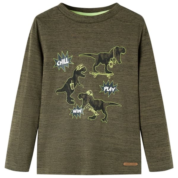 T-shirt med långa ärmar för barn khaki melange 92