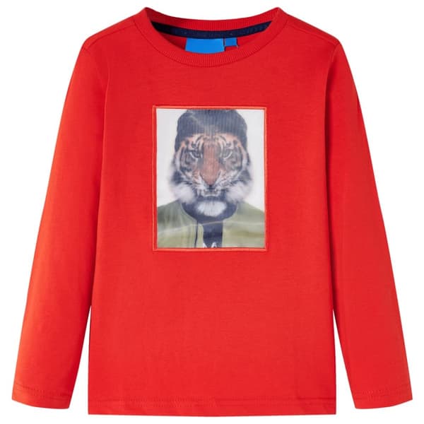 T-shirt med långa ärmar för barn röd 140