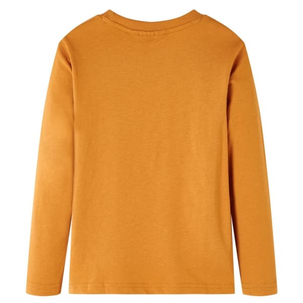 T-shirt med långa ärmar för barn mörk ockra 104