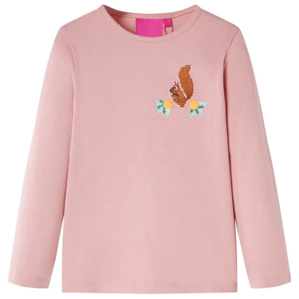 T-shirt med långa ärmar för barn ljusrosa 140