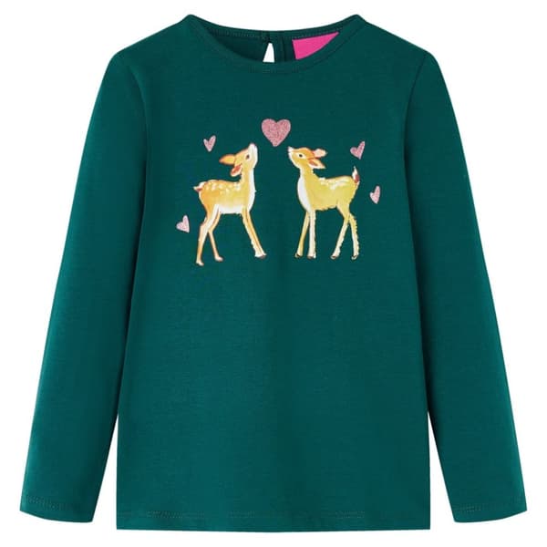 T-shirt med långa ärmar för barn mörkgrön 104
