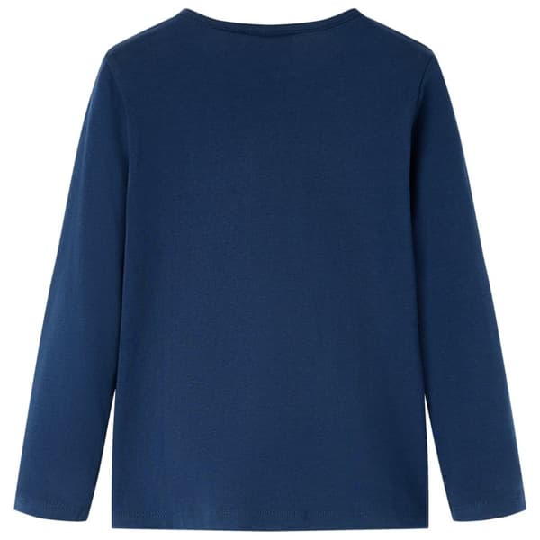 T-shirt med långa ärmar för barn marinblå 128