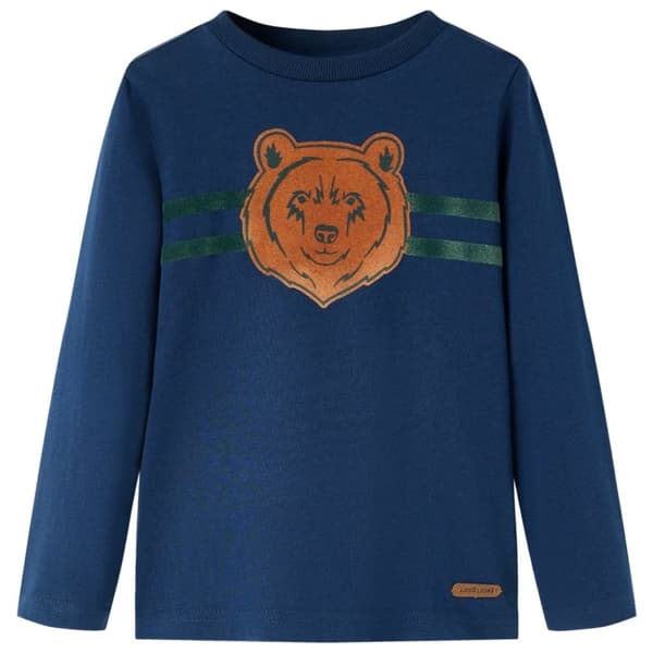 T-shirt med långa ärmar för barn marinblå 104