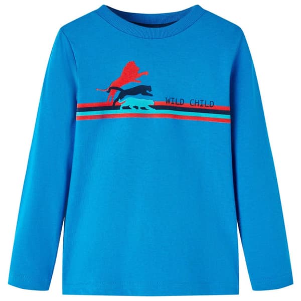 T-shirt med långa ärmar för barn koboltblå 104