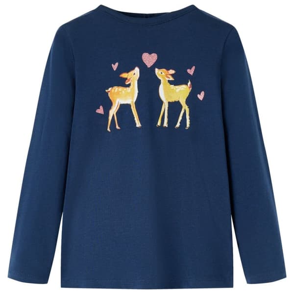 T-shirt med långa ärmar för barn marinblå 116