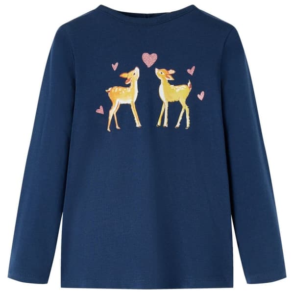 T-shirt med långa ärmar för barn marinblå 140