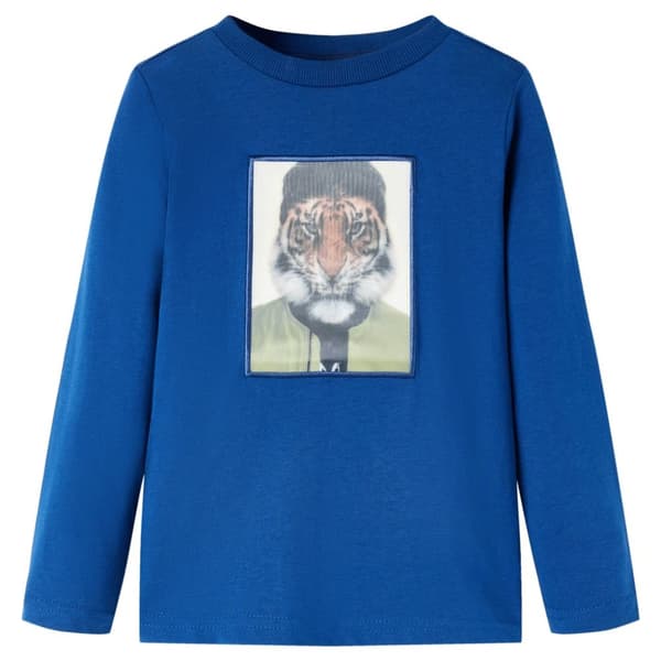 T-shirt med långa ärmar för barn mörkblå 140