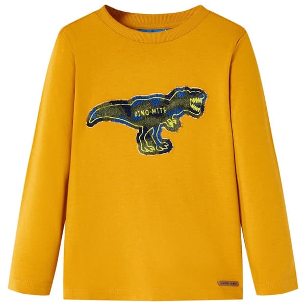 T-shirt med långa ärmar för barn ockra 92