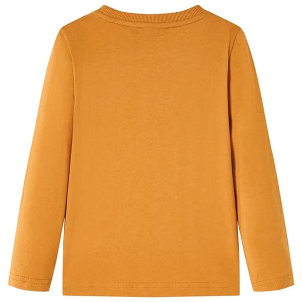 T-shirt med långa ärmar för barn mörk ockra 128