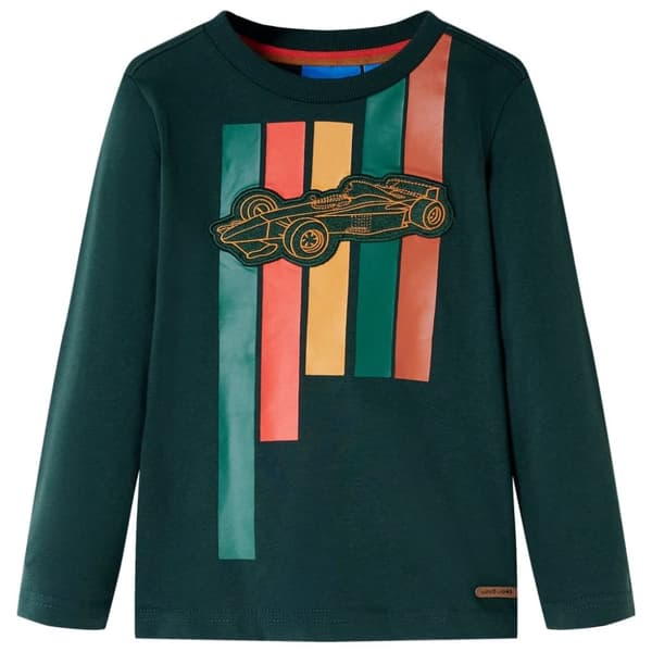 T-shirt med långa ärmar för barn mörkgrön 116