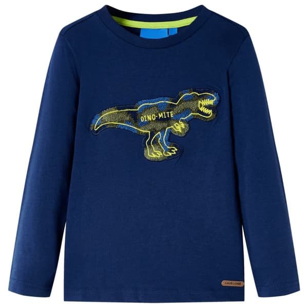 T-shirt med långa ärmar för barn marinblå 104