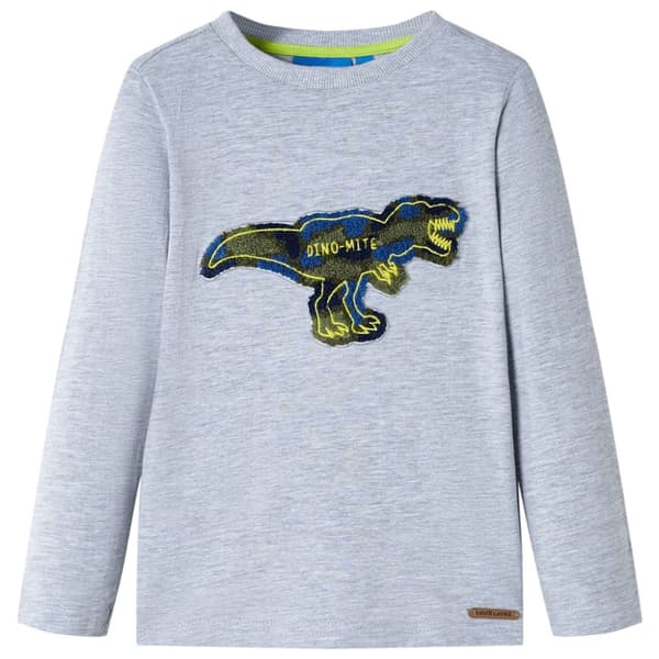 T-shirt med långa ärmar för barn grå melange 128