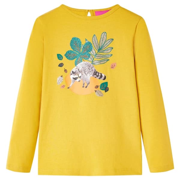 T-shirt med långa ärmar för barn ockra 104