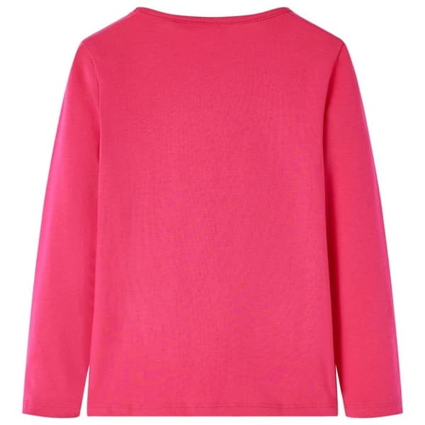 T-shirt med långa ärmar för barn stark rosa 92