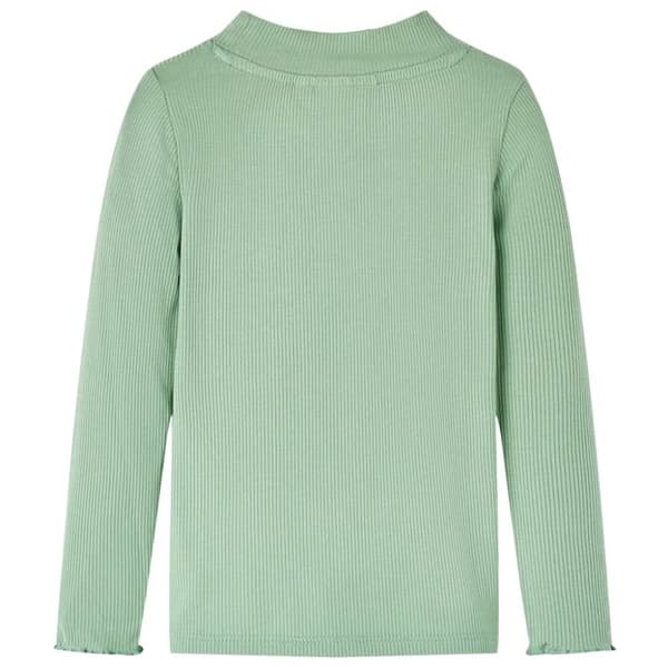 T-shirt med långa ärmar för barn polokrage mörk mintgrön 104
