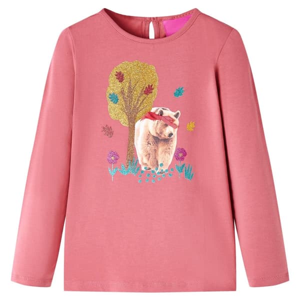 T-shirt med långa ärmar för barn gammelrosa 116