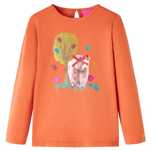 T-shirt med långa ärmar för barn stark orange 128