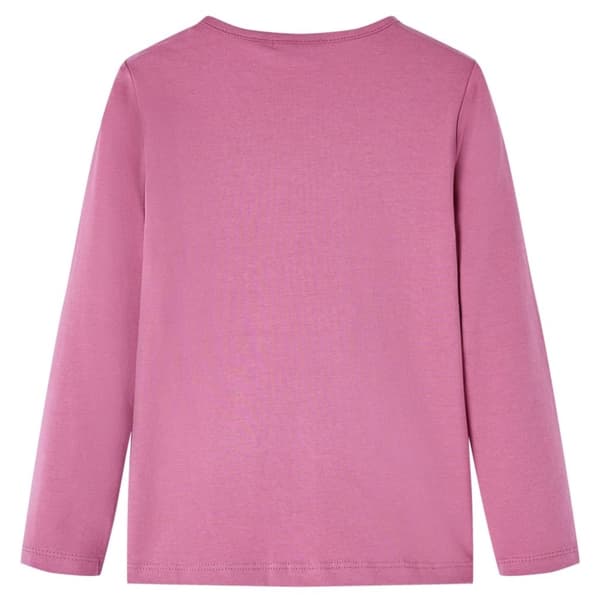 T-shirt med långa ärmar för barn hallonrosa 116