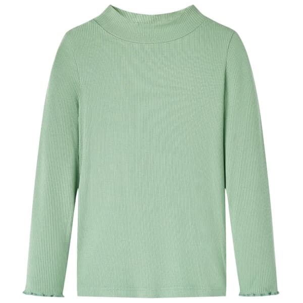 T-shirt med långa ärmar för barn polokrage mörk mintgrön 140