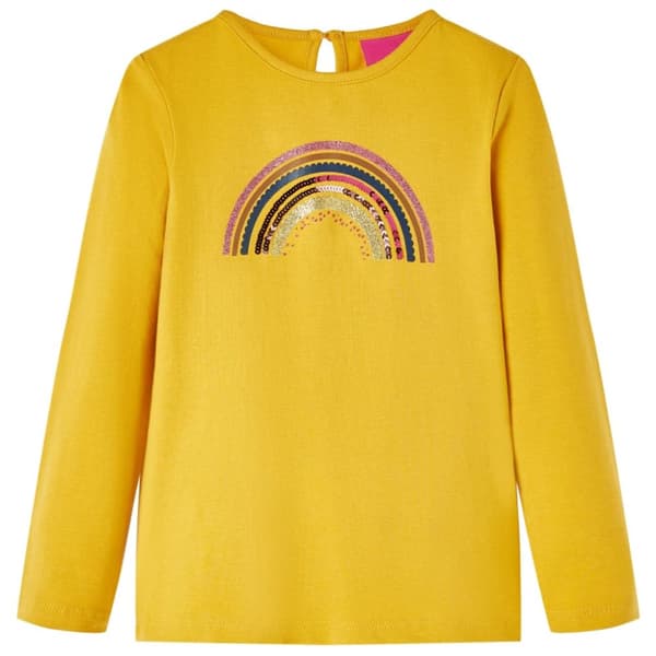 T-shirt med långa ärmar för barn ockra 104