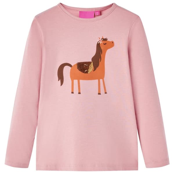 T-shirt med långa ärmar för barn ljus rosa 116