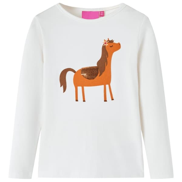 T-shirt med långa ärmar för barn ecru 92