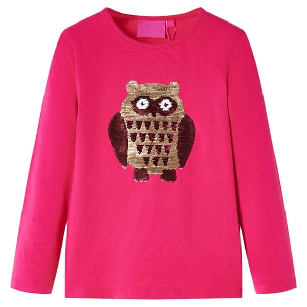 T-shirt med långa ärmar för barn stark rosa 128