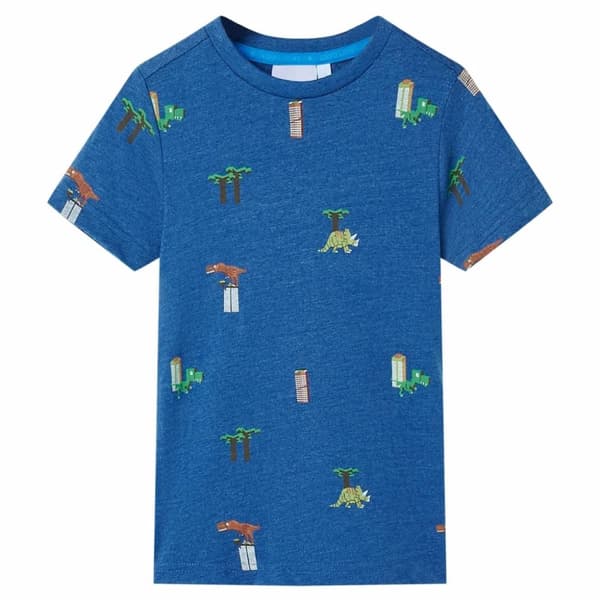 T-shirt för barn mörkblå melerad 140