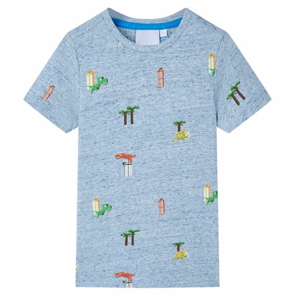 T-shirt för barn blå melange 116