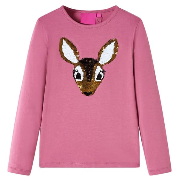 T-shirt med långa ärmar för barn hallonrosa 116