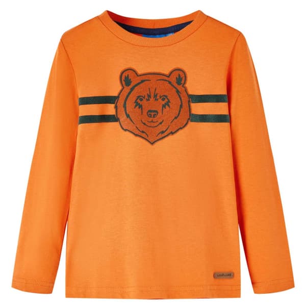 T-shirt med långa ärmar för barn mörk orange 128