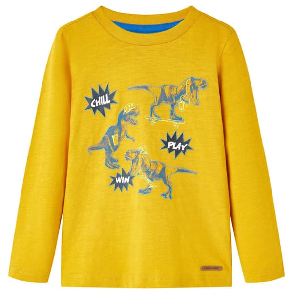 T-shirt med långa ärmar för barn ockra 128