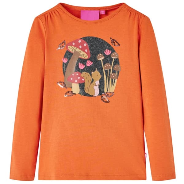 T-shirt med långa ärmar för barn stark orange 140