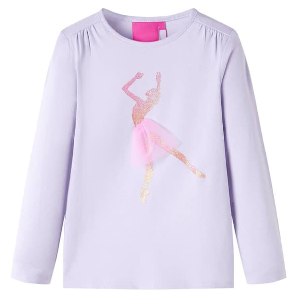 T-shirt med långa ärmar för barn ljuslila 140