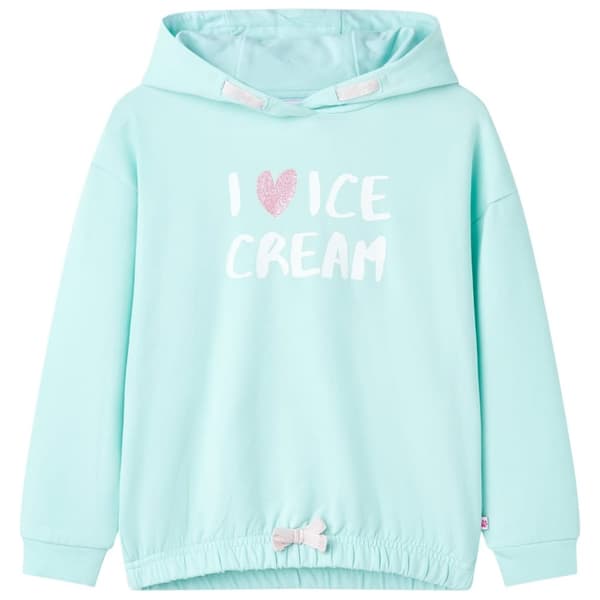 Barnhoodie ljus aqua 116