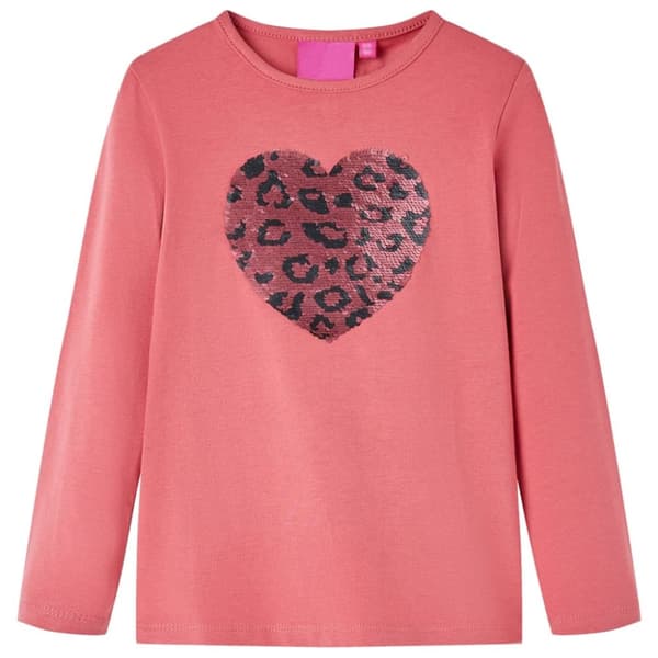 T-shirt med långa ärmar för barn gammelrosa 116