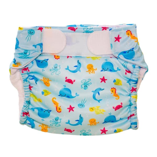 Freds Swim Academy Tvättbar simblöja Sea Creatures Storlek 2 9-16 kg Blå
