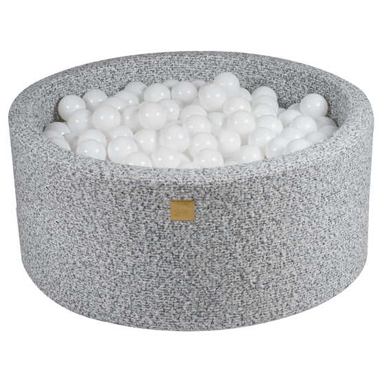 Meow Baby - Bollhav Knottrigt Med 300 Bollar Vit - Ljusgrå - 40 Cm